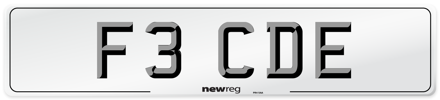 F3 CDE Number Plate from New Reg